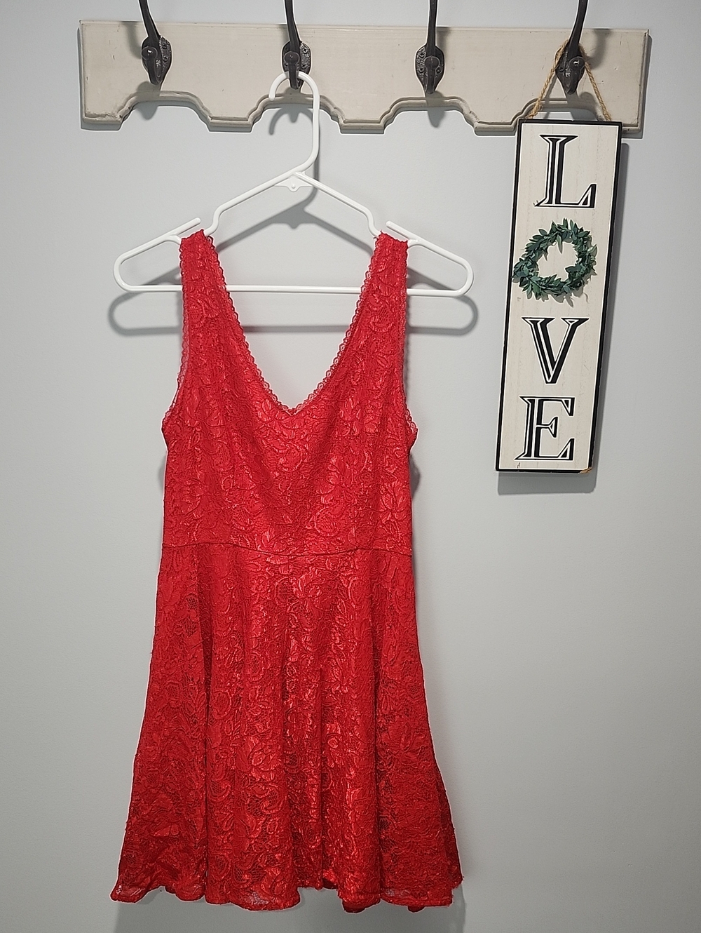 Express Red Lace Mini Dress Size 2
